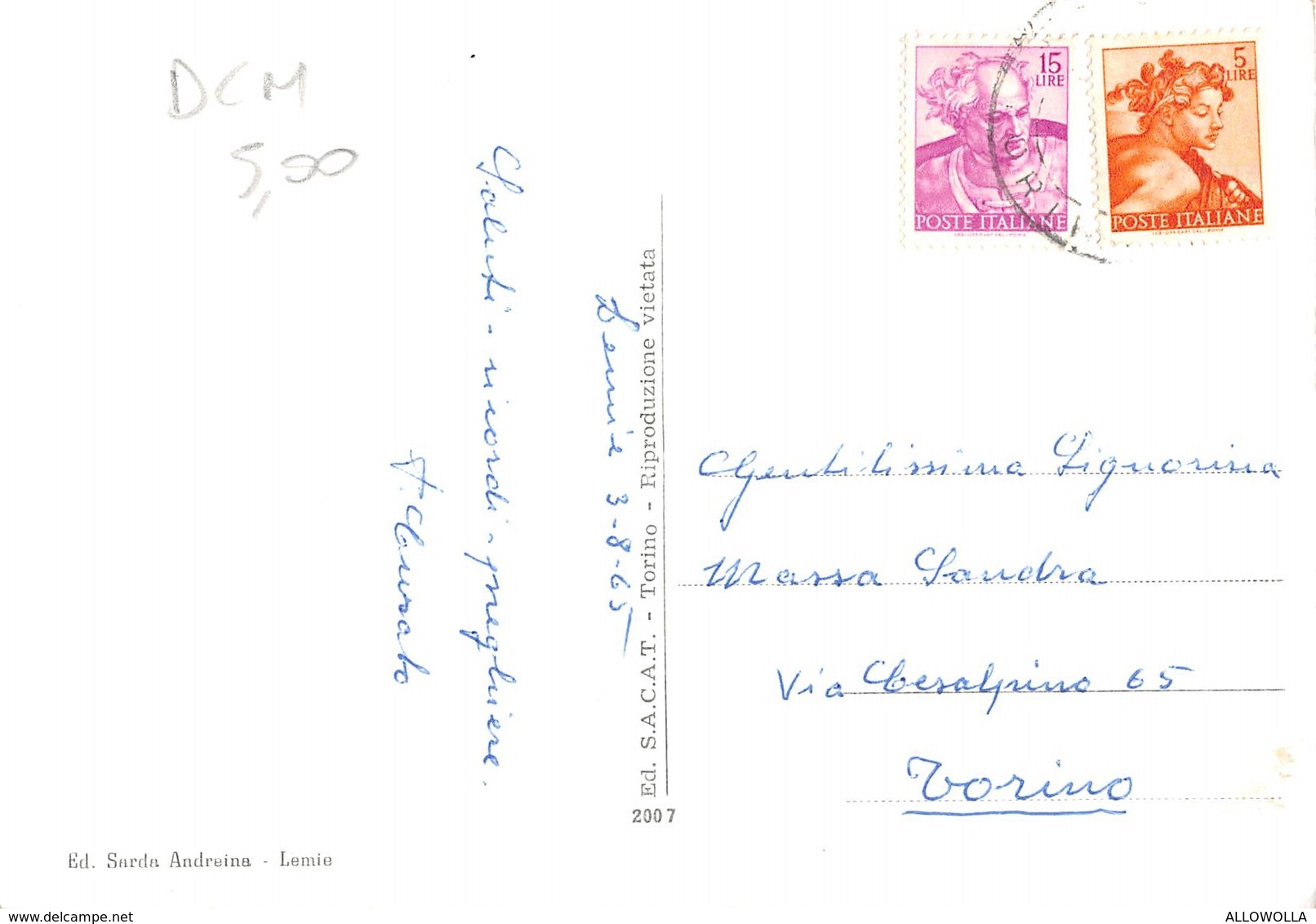 4911 " SALUTI DA LEMIE " 4 VEDUTE -CART. POST.OR.  SPED.1965 - Greetings From...