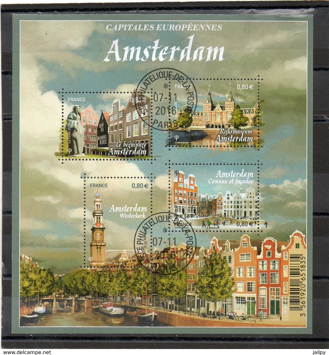 FRANCE     Feuillet 4 Timbres 0,80 €    2016   Y&T: 5090    Amsterdam  Oblitéré - Used