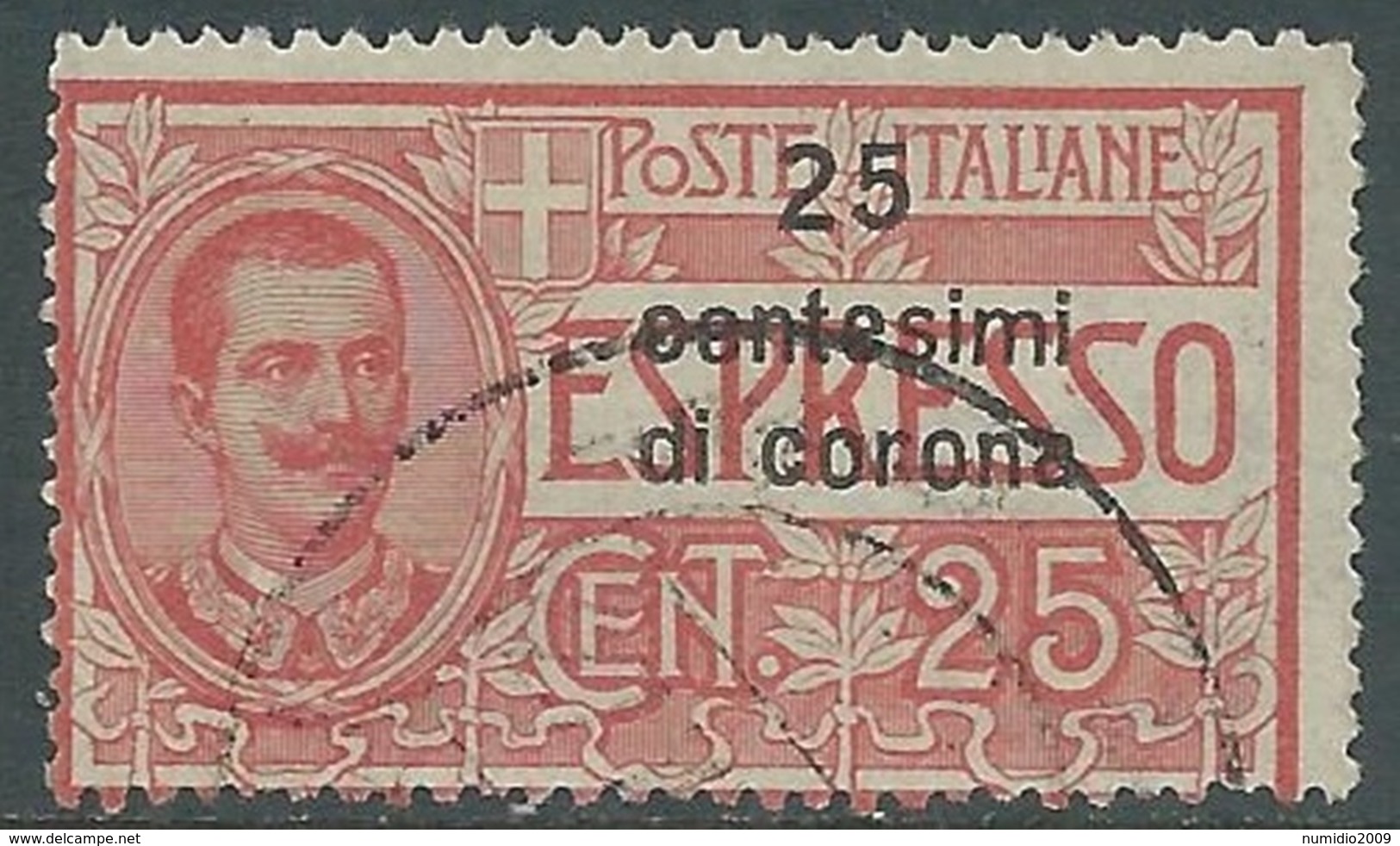 1921 DALMAZIA ESPRESSO USATO 25 CENT - RA12-3 - Dalmatie