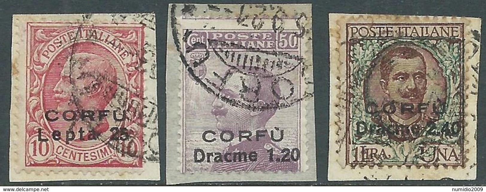 1923 CORFU USATO 3 VALORI - RA16 - Corfù