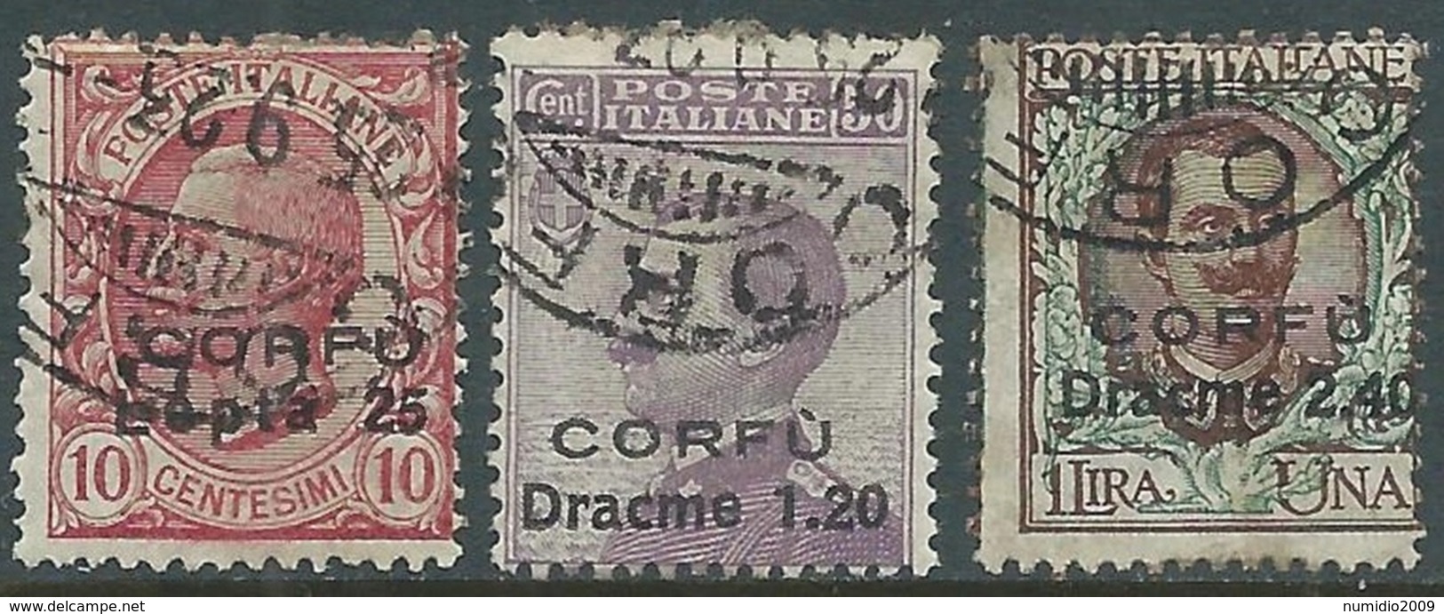 1923 CORFU USATO 3 VALORI - RA16-3 - Corfou