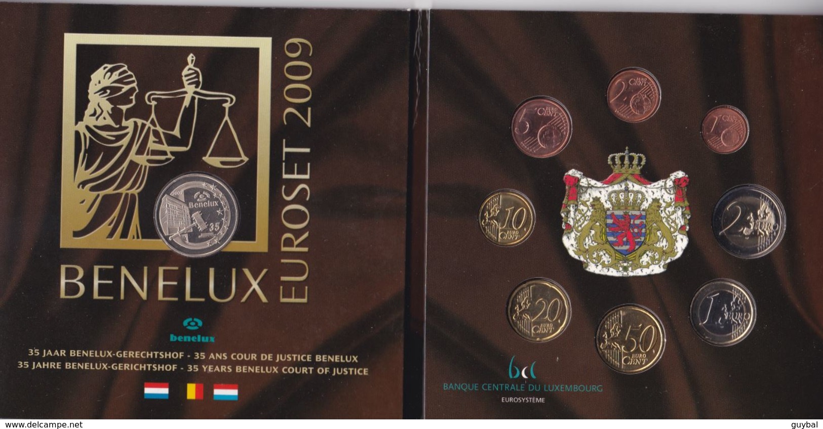 2009 - Benelux - Pays Bas - Belgique - Luxembourg -  24 Piéces + 1 Médaille - Lussemburgo