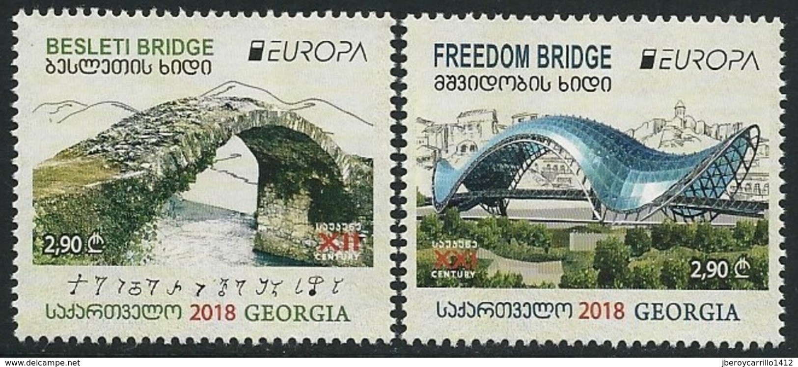 GEORGIA/ GEORGIEN  -EUROPA 2018 - "PUENTES.- BRIDGES - BRÜCKEN - PONTS" - SERIE De 2 V. - 2018
