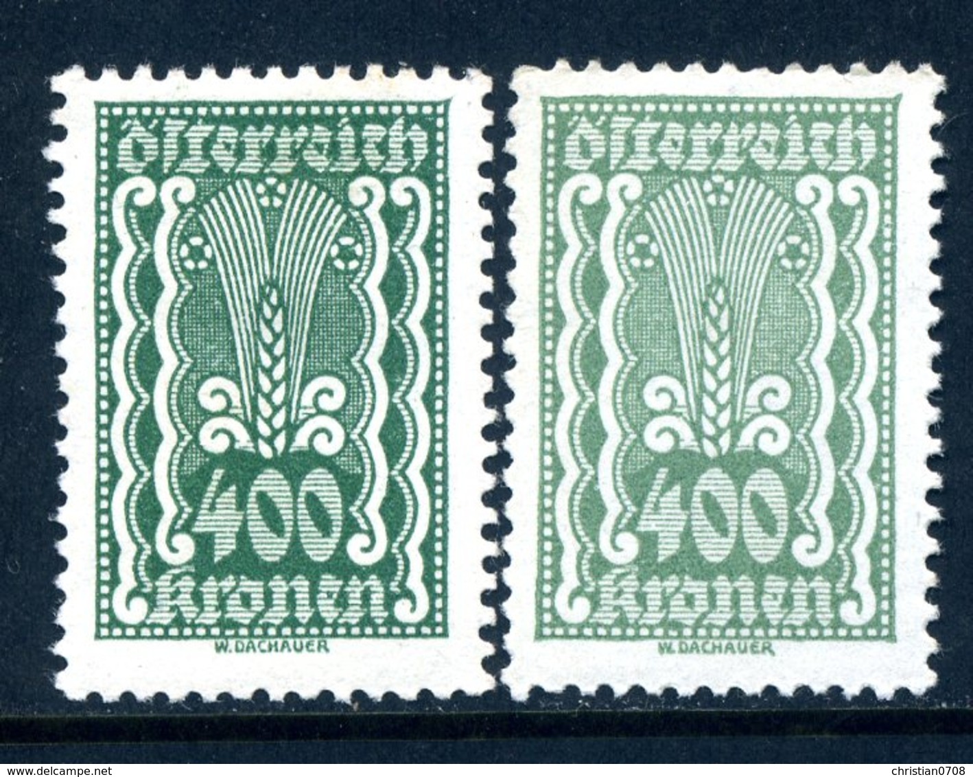 Mi. 386 A+b (dunkelolivgrün) Falz - Unused Stamps