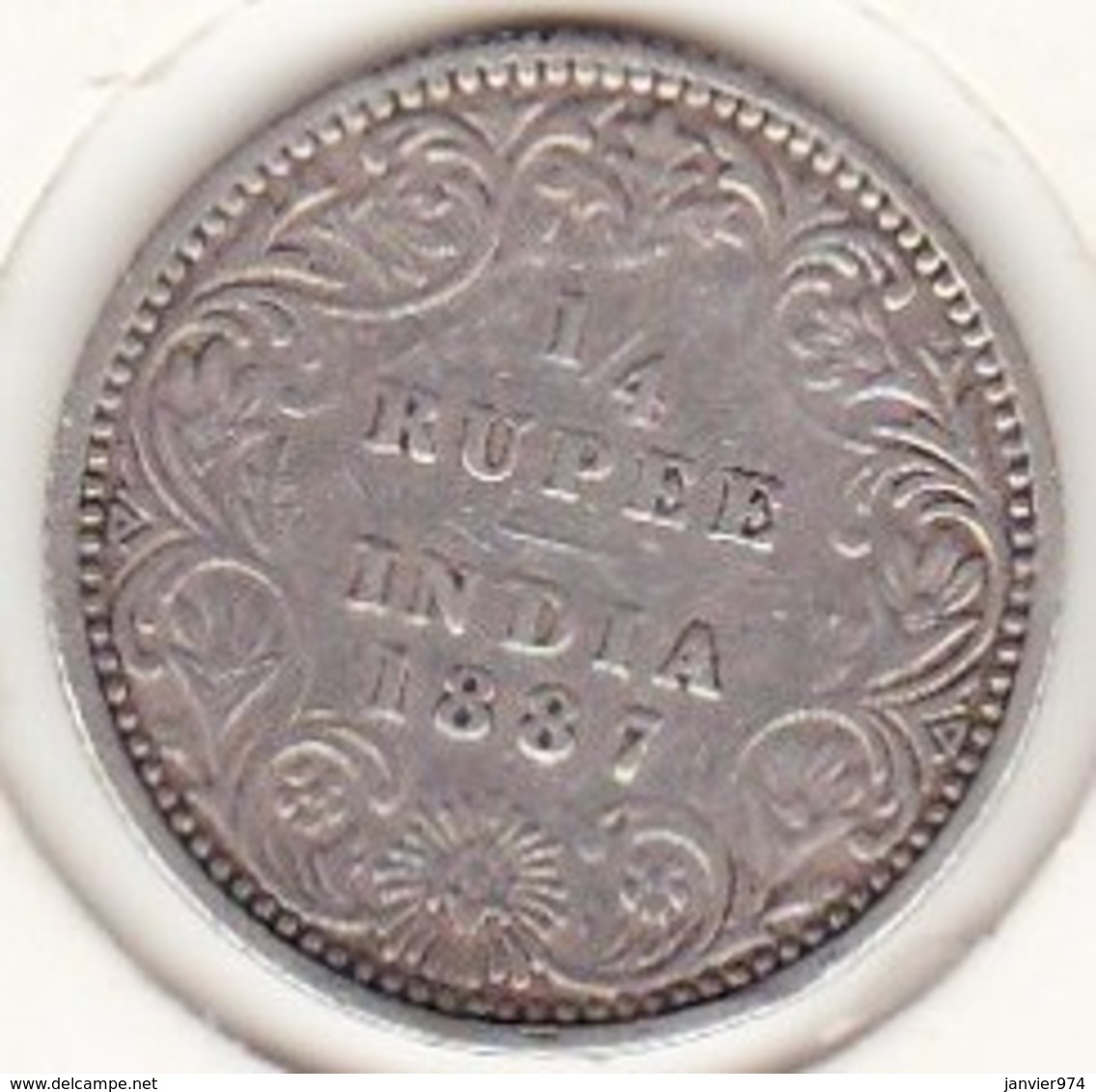 India-British 1/4 Rupee 1887 B Victoria En Argent KM# 490 - Inde