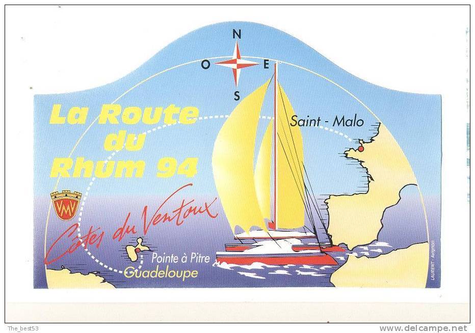 Etiquette De Vin Côtes Du Ventoux  -  Cuvée De La Route Du Rhum 94 - Sailboats & Sailing Vessels