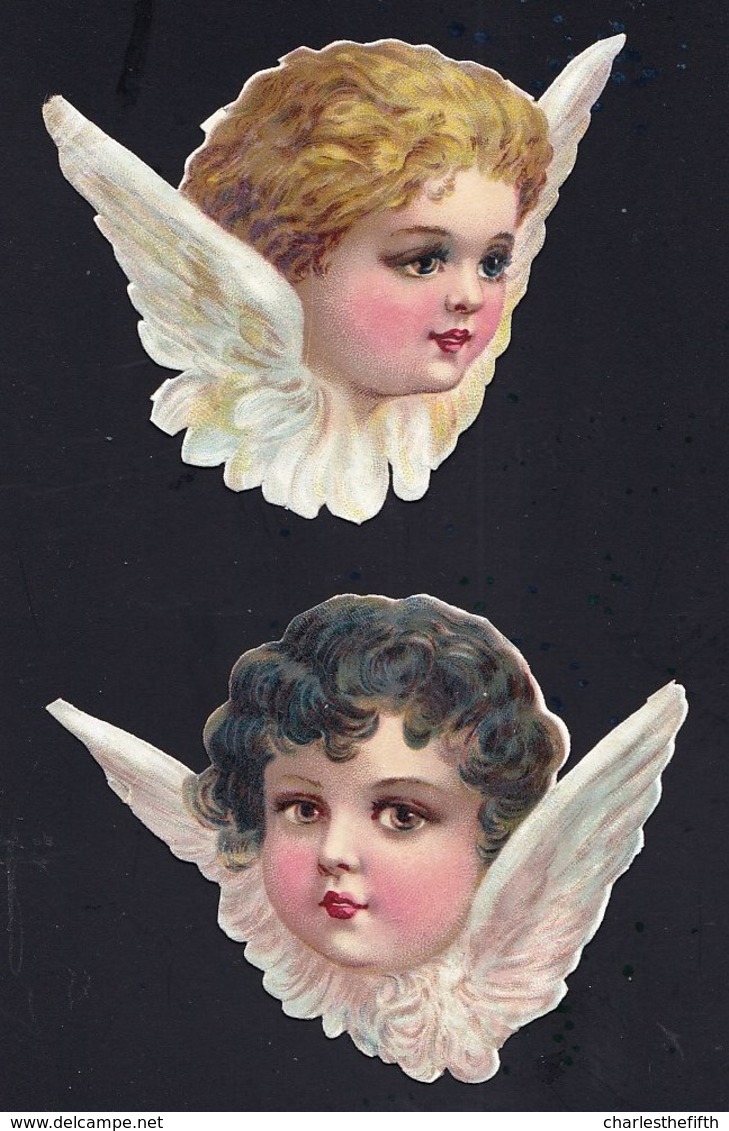 FIN 1800 - 2 X DECOUPI GAUFFRE - PETITE FILLE - ANGE - ANGEL - CHERUBIN - LARGEUR 9 CM !! 2 Scans - Anges