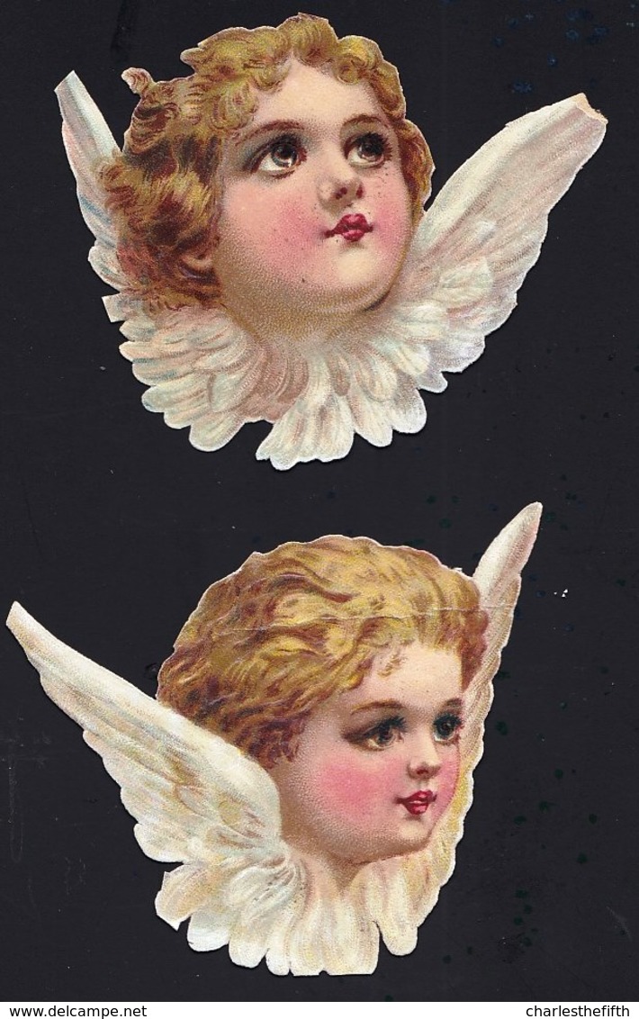 FIN 1800 - 2 X DECOUPI GAUFFRE - PETITE FILLE - ANGE - ANGEL - CHERUBIN - LARGEUR 9 CM !! 2 Scans - Anges