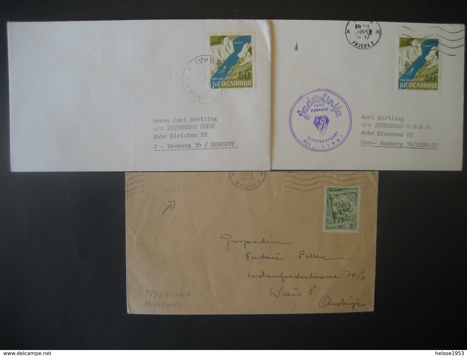 Jugoslawien- 3 Bedarfsbelege Aus 1965 Und 1953 - Covers & Documents