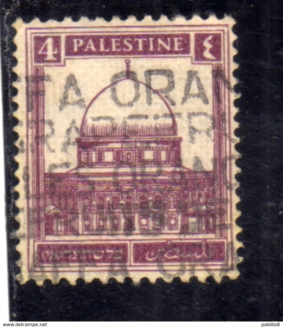 PALESTINE PALESTINA 1927 1942 MOSQUE OF OMAR DOME OF THE ROCK 4m USATO USED OBLITERE' - Palestina
