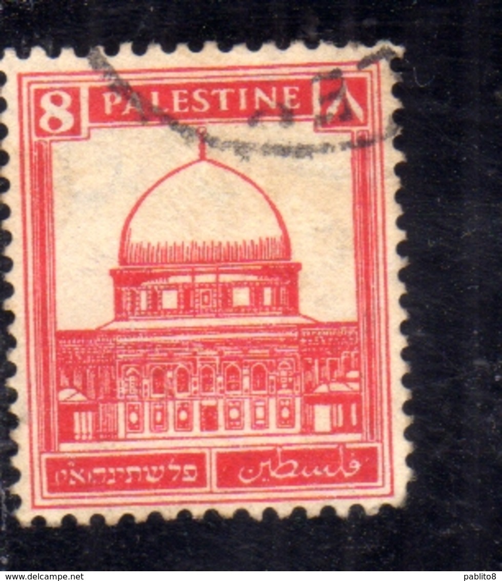 PALESTINE PALESTINA 1927 1942 MOSQUE OF OMAR DOME OF THE ROCK 8m USATO USED OBLITERE' - Palestina