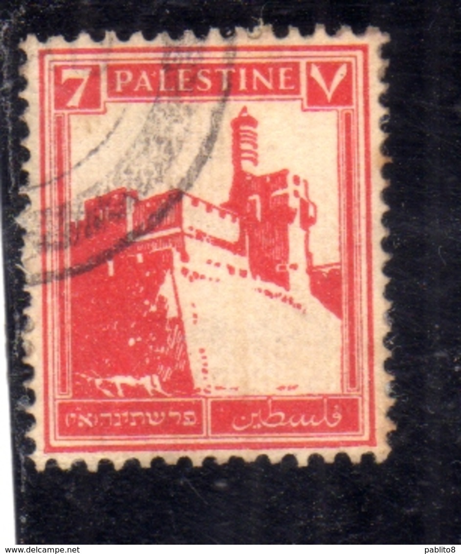 PALESTINE PALESTINA 1927 1942 CITADEL AT JERUSALEM 7m USATO USED OBLITERE' - Palestina