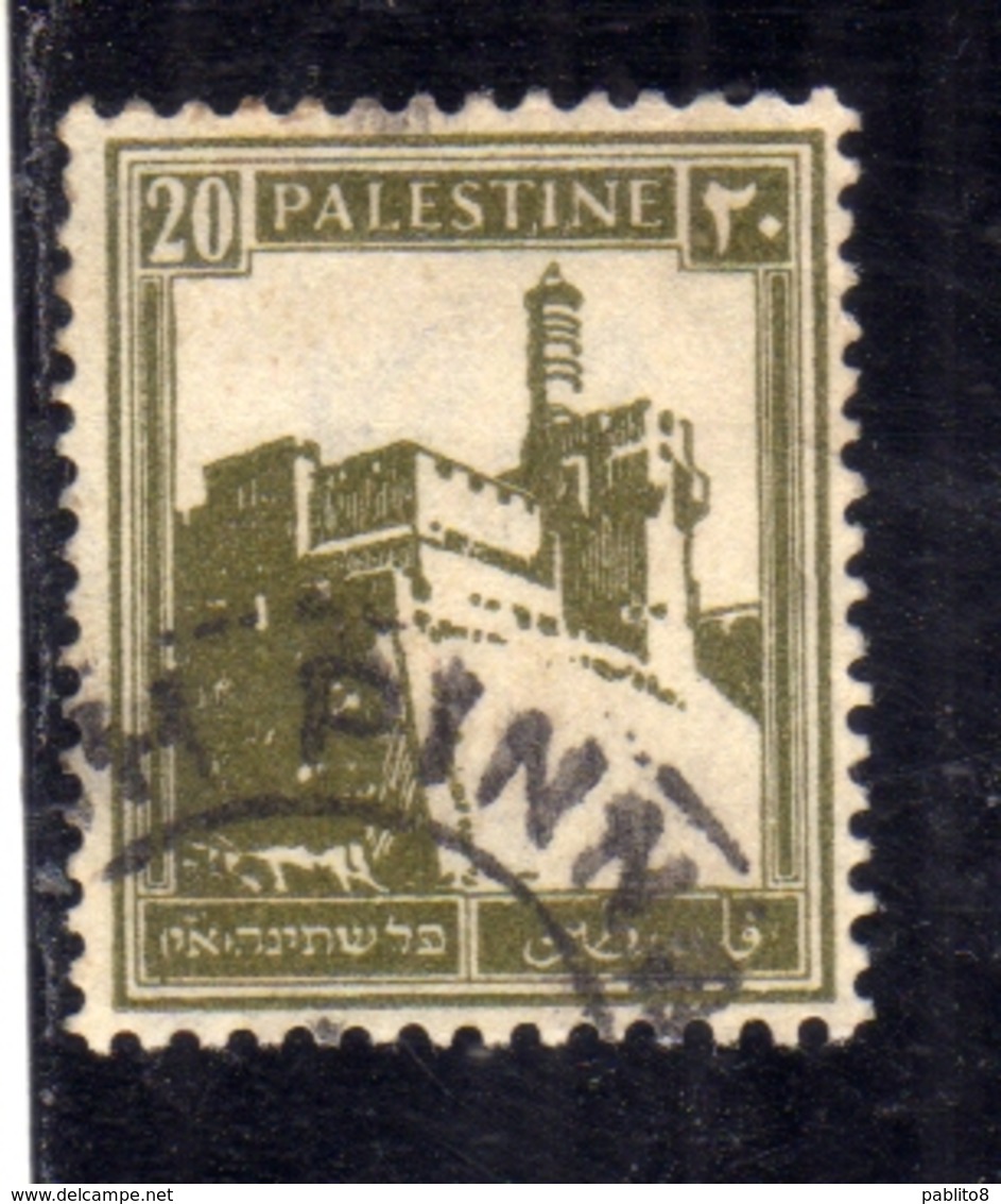 PALESTINE PALESTINA 1927 1942 CITADEL AT JERUSALEM 20m USATO USED OBLITERE' - Palestina