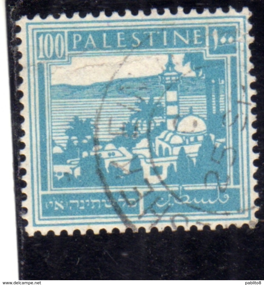 PALESTINE PALESTINA 1927 1942 TIBERIAS AND SEA OF GALILEE 100m USATO USED OBLITERE' - Palestina