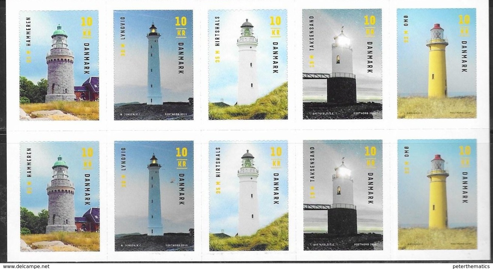 DENMARK , 2019, MNH,LIGHTHOUSES, BOOKLET OF 10v - Fari