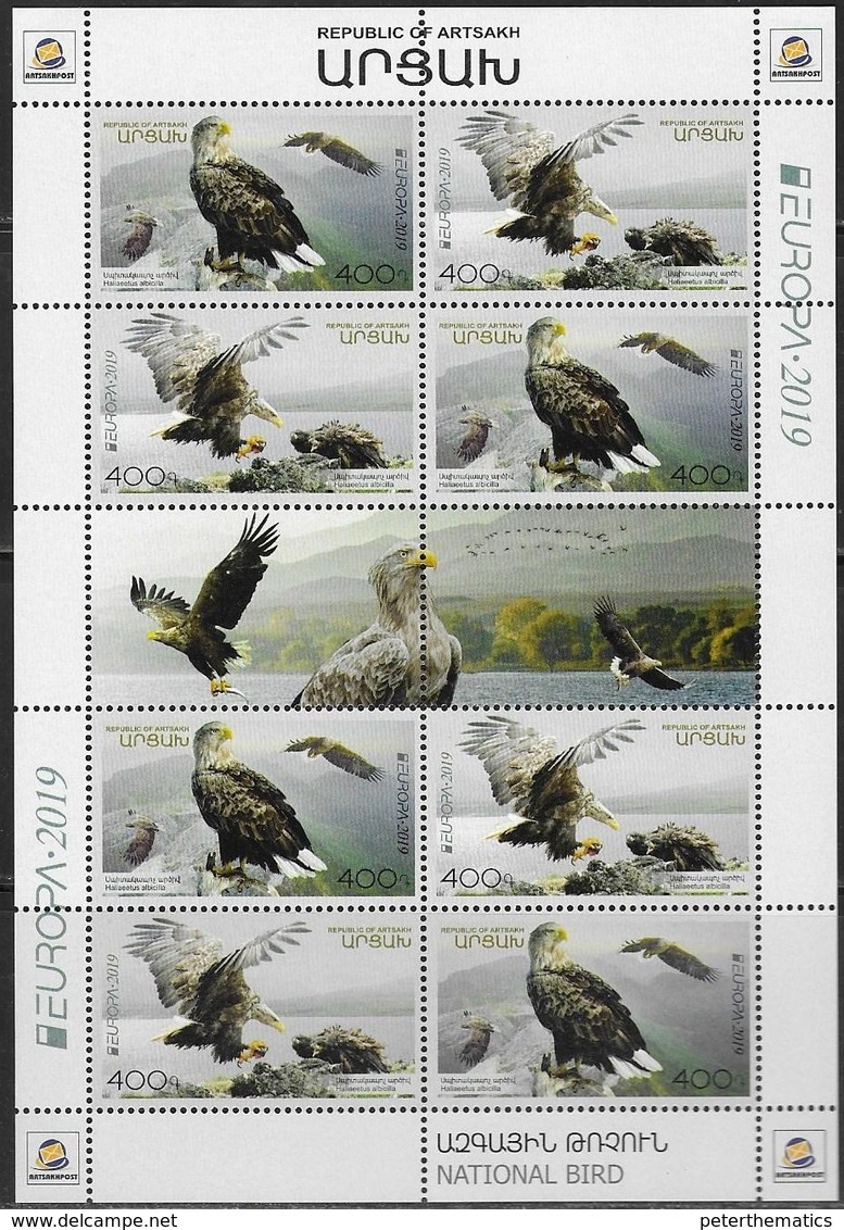 NAGORNO KARABAKH, REPUBLIC OF ARTSAKH , 2019, MNH, EUROPA, BIRDS, BIRDS OF PREY, SHEETLET OF 4v - 2019