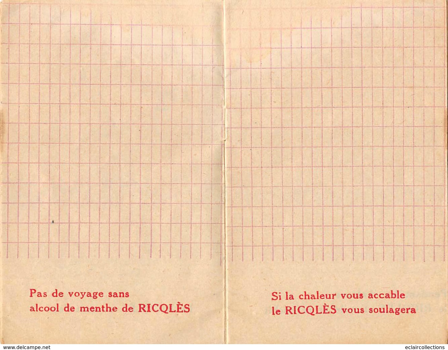 Vieux Papiers    Carnet  Ricqlès Aide Mémoire  9 Pages Vierges    13x8.5 Cm (voir Scan) - Zonder Classificatie