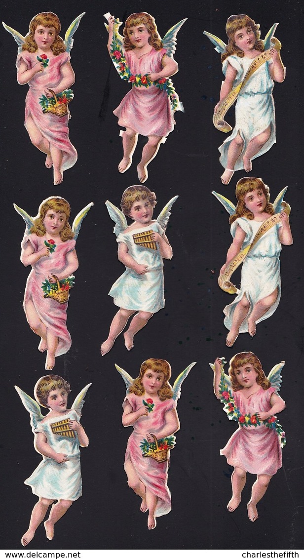 FIN 1800 - 9 X DECOUPI GAUFFRE - PETITE FILLE - ANGE - ANGEL  - 8 CM  !! 2 Scans - Anges