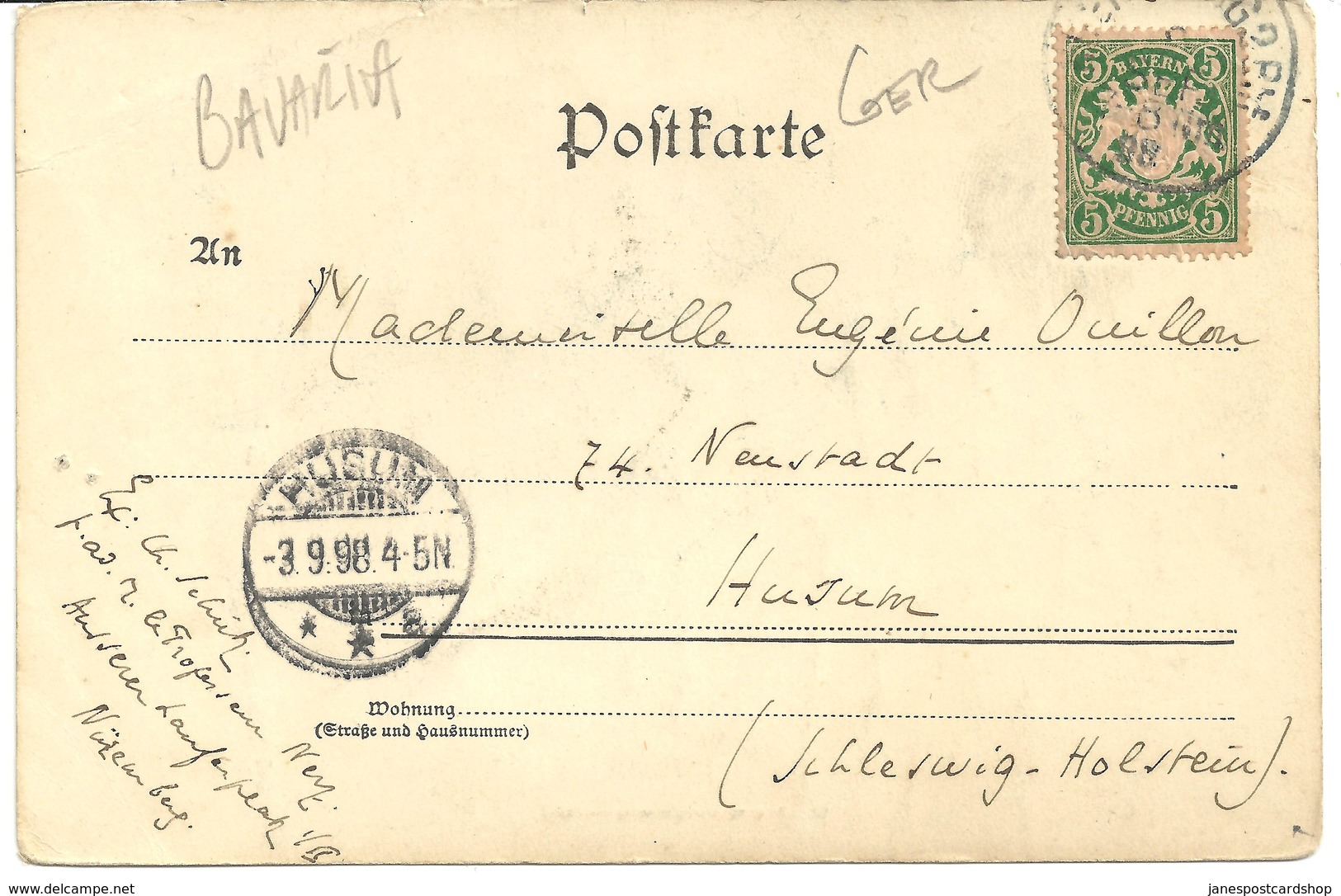 NURNBERG - NEUTHOR - WITH BAYERN PFENNIG EARLY STAMP 1898 - Feldberg