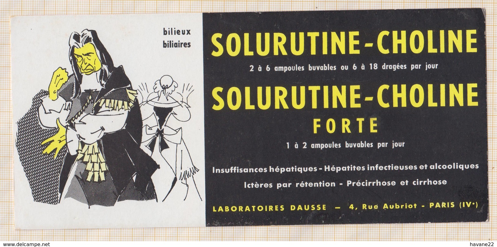 9/49  BUVARD PHARMACIE SOLURUTINE CHOLINE LABORATOIRES DAUSSE PARIS - Produits Pharmaceutiques