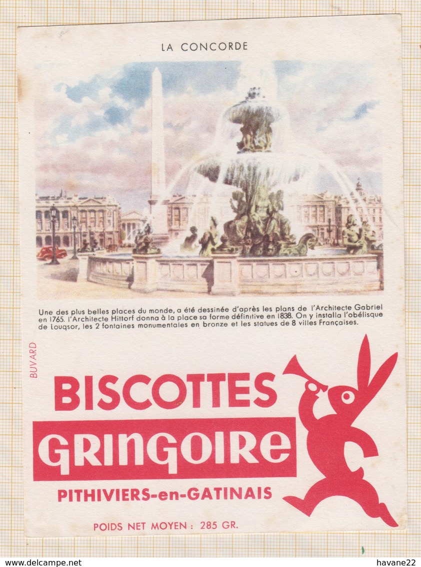 9/57  BUVARD BISCOTTES GRINGOIRE PHITIVIERS EN GATINAIS LA CONCORDE - Biscottes