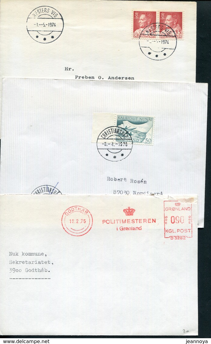 GROENLAND - ENSEMBLE 15 LETTRES MAJORITÉS CIRCULÉES ENTRE 1973 & 1979 - B-TB - Postmarks