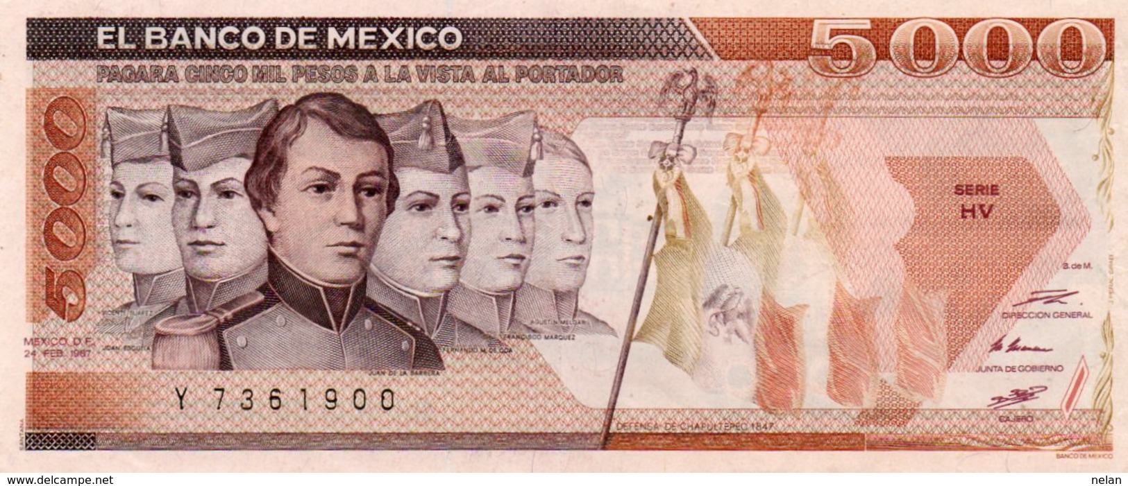 MEXICO 5000 PESOS 1987 P-88  AUNC - Messico