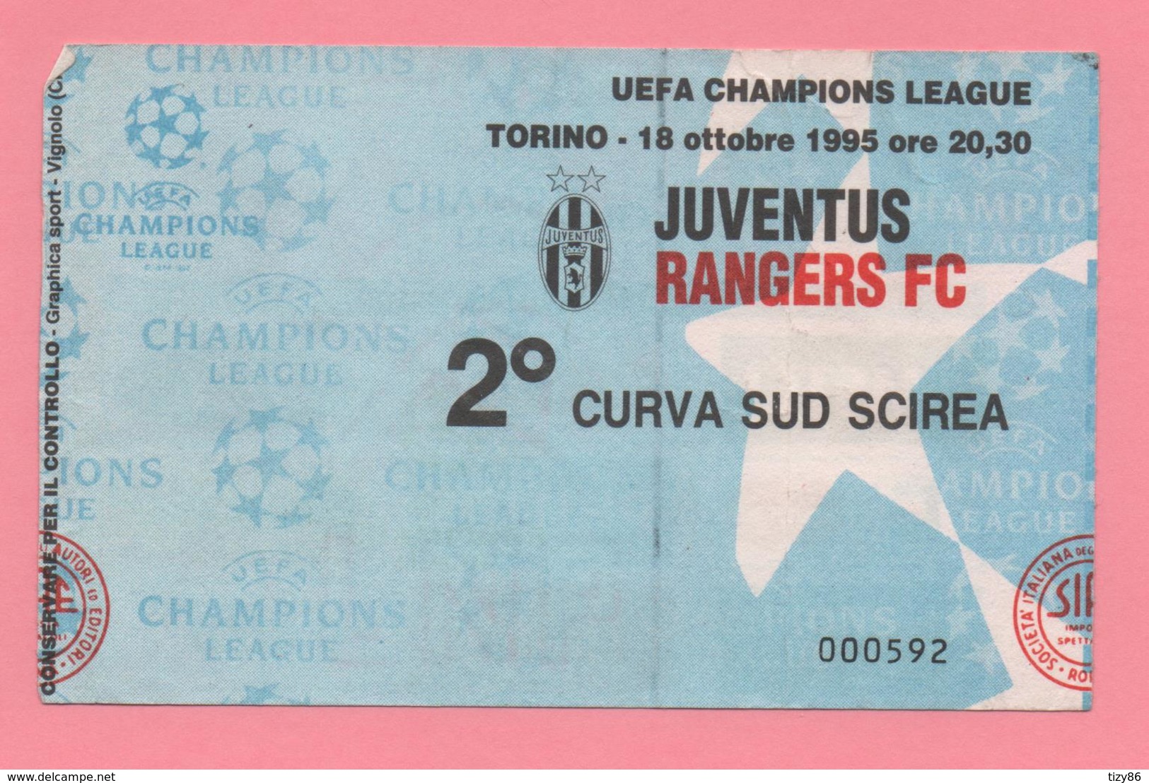 Biglietto D'ingresso Stadio Juventus Rangers FC 1995 - Tickets - Entradas