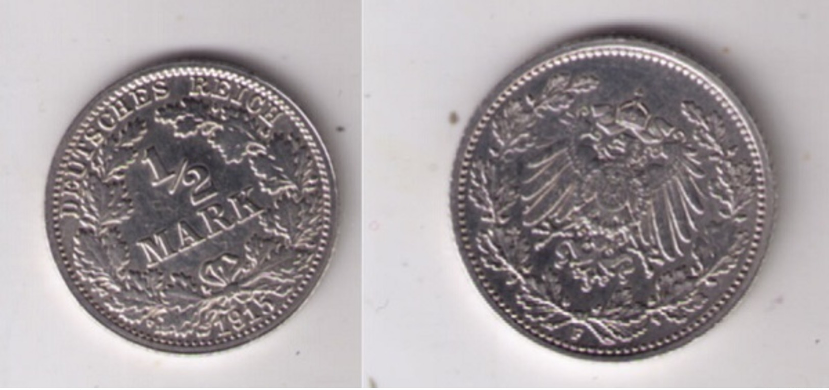 Münze 1/2 Mark Silber 1915 F - 1/2 Mark