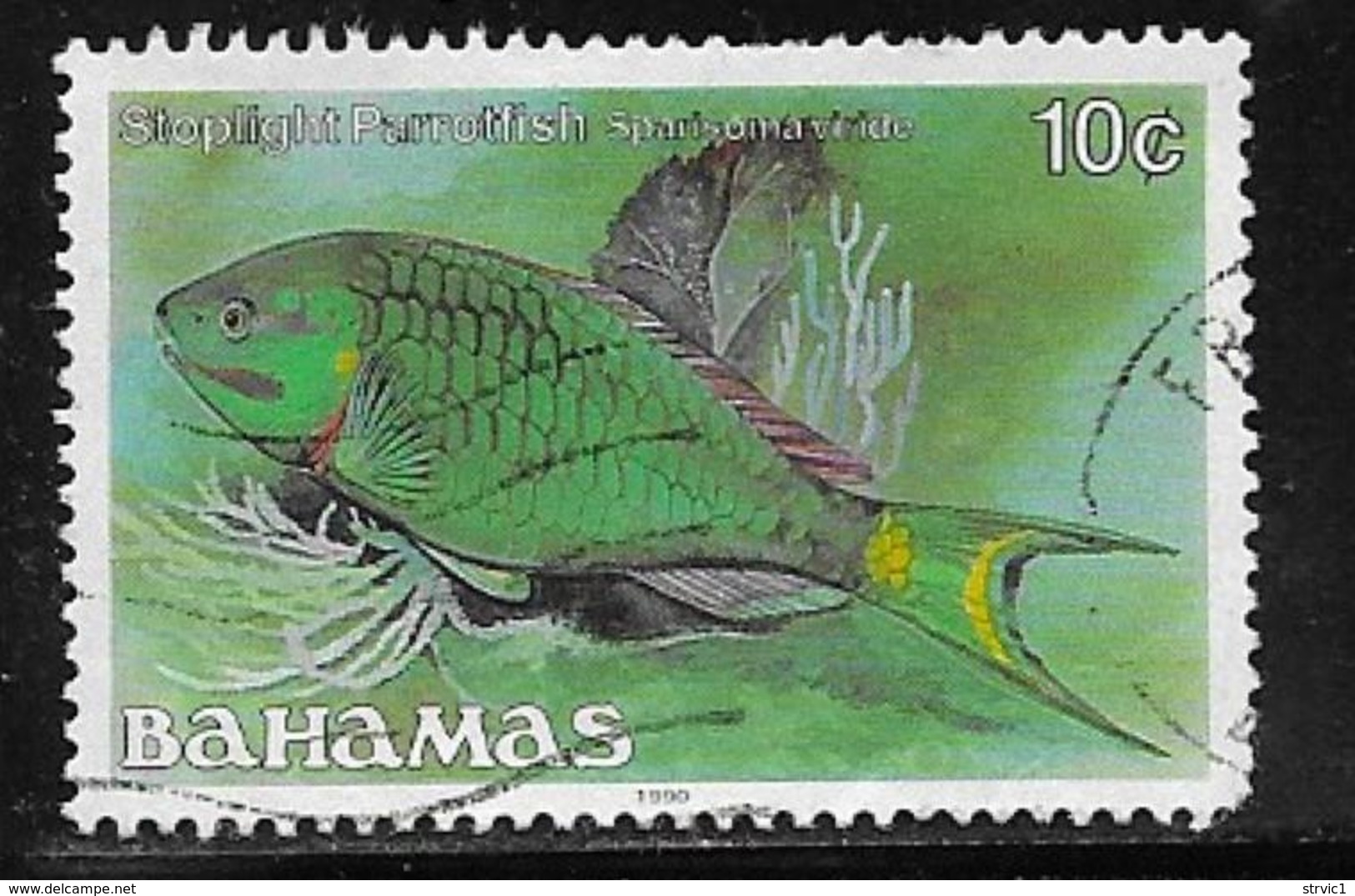 Bahamas Scott # 605b Used Fish, 1990 - Bahamas (1973-...)