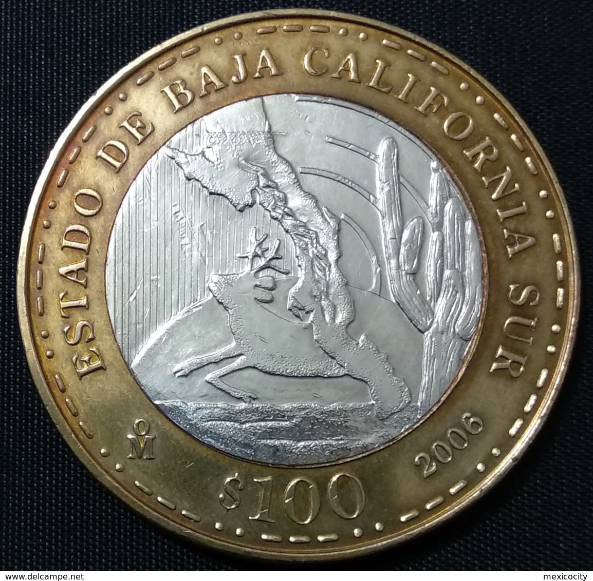 MEXICO 2006 $100 SOUTH BAJA CALIFORNIA BIMETALLIC Silver Core Original Shine See Image, Bargain Priced - Mexico