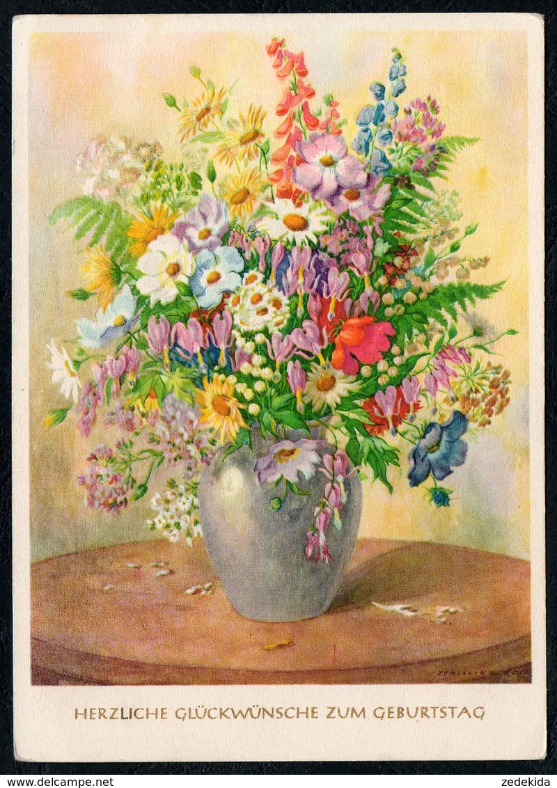 5238 - Glückwunschkarte Geburtstag - Blumen - Künstlerkarte - Blumen