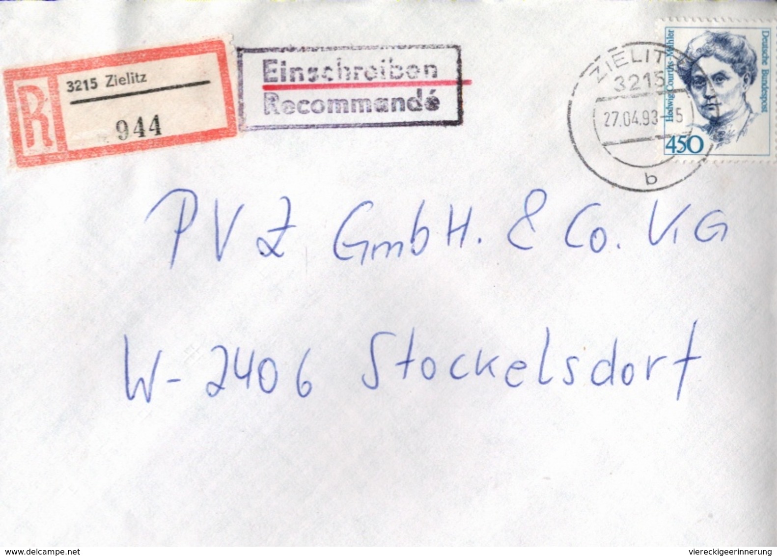 ! 1 Einschreiben 1993 Mit Alter Postleitzahl + DDR R-Zettel  Aus 3215 Zielitz - Lettres & Documents