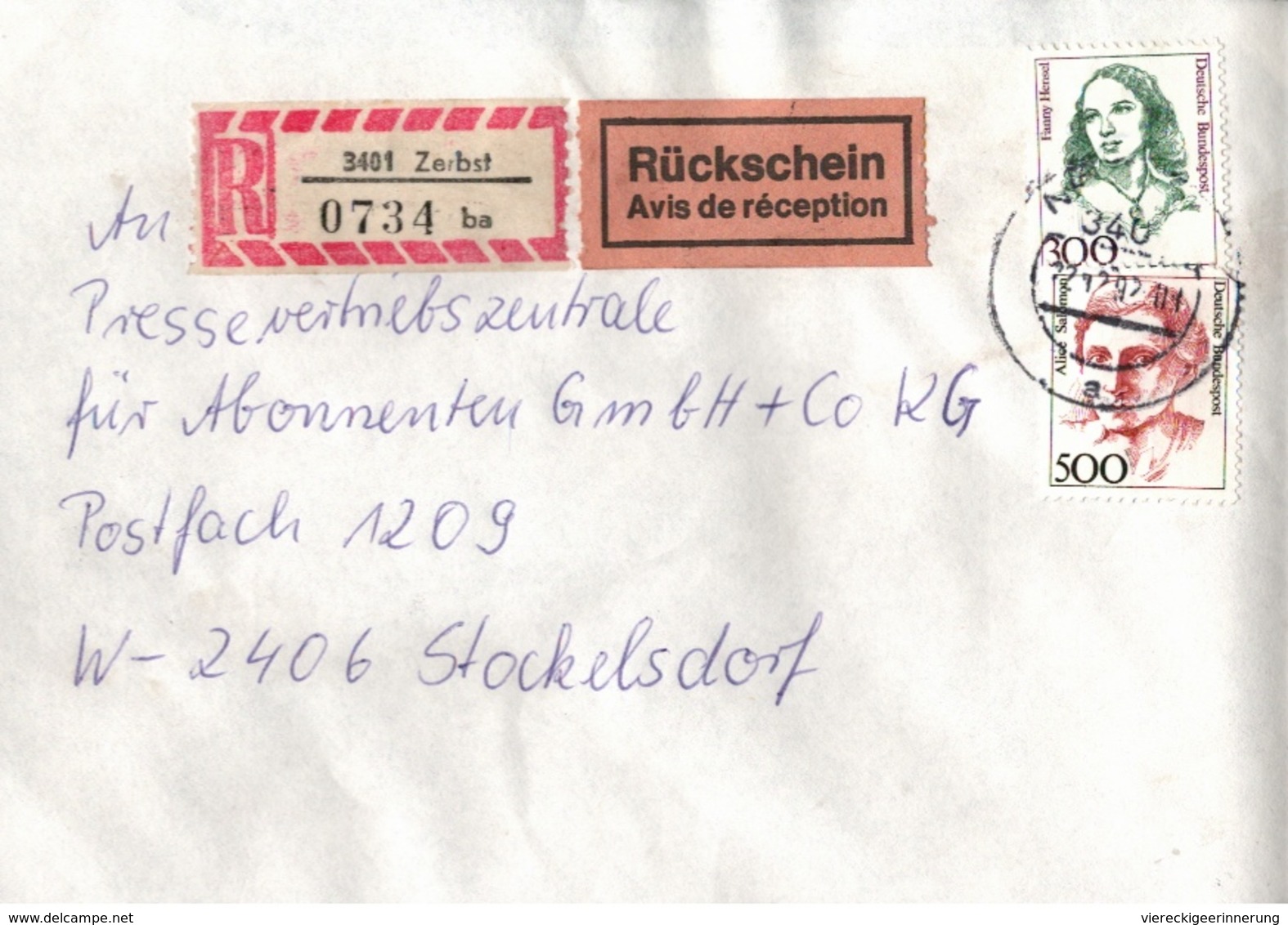 ! 2 Einschreiben 1992 Mit Alter Postleitzahl + DDR R-Zettel  Aus 3400 Zerbst - Briefe U. Dokumente