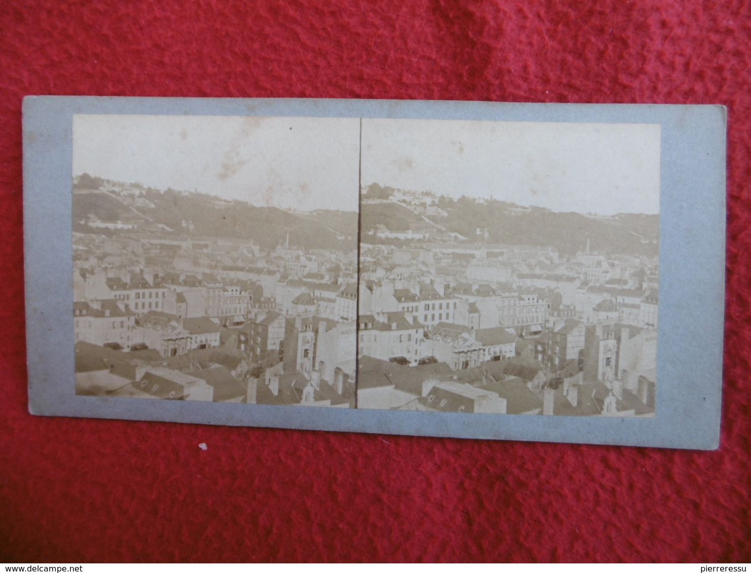 LE HAVRE PANORAMA DE LA COTE PRIS DE L HOTEL DE VILLE PHOTO STEREO CIRCA 1860 C S M - Places