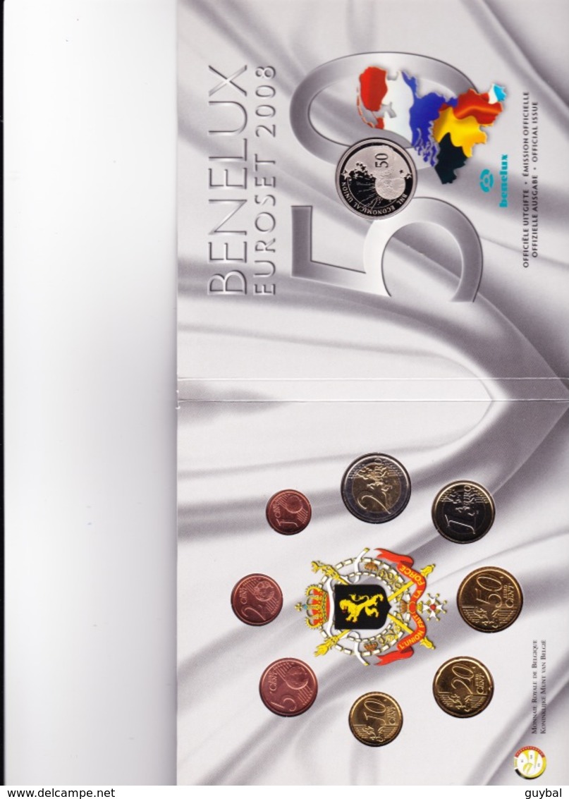 2008 - Coffret Benelux - Belgique - Pays Bas - Luxembourg - Coffret BU - 24 Pièces Et Medaille - Belgio