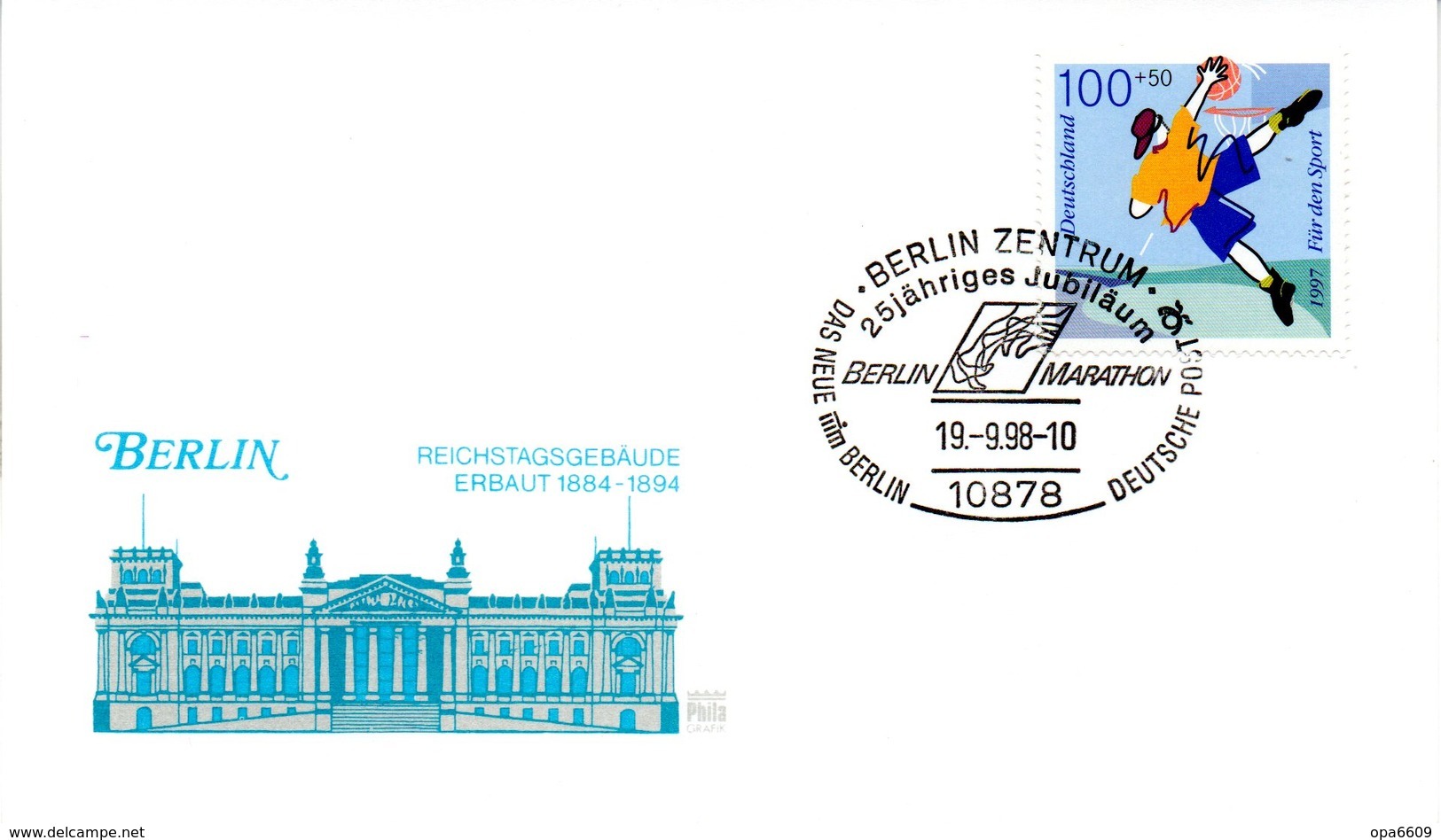 (BT-3) BRD Sonder-Karte "BERLIN REICHSTAGSGEBÄUDE" EF BRD Mi 1900 SSt. 19.9.1998 BERLIN ZENTRUM - Briefe U. Dokumente