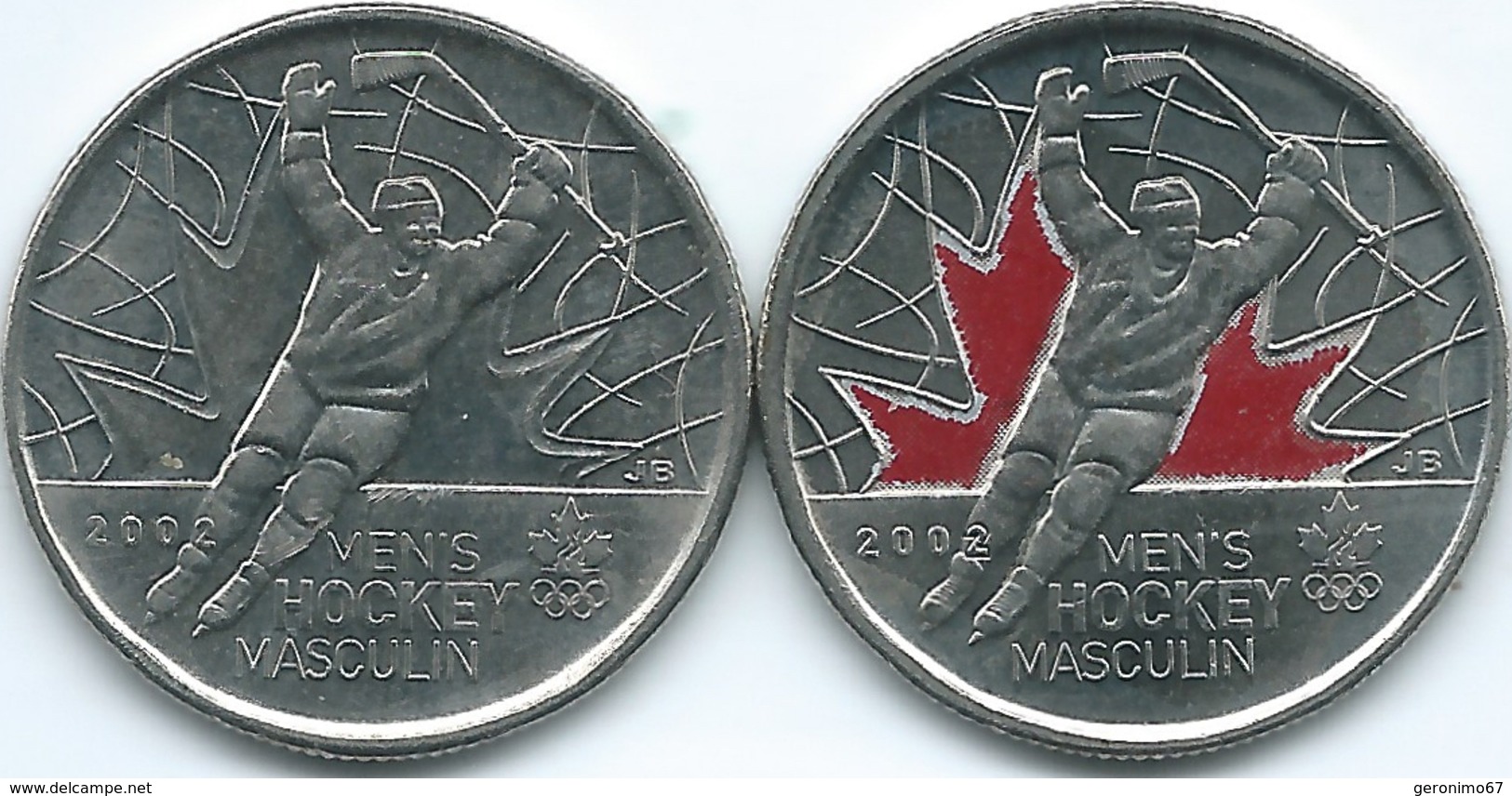 Canada - Elizabeth II - 25 Cents - 2009 - Winter Olympics - Men's Hockey Gold Medal (KMs 1063 & 1063a) - Canada