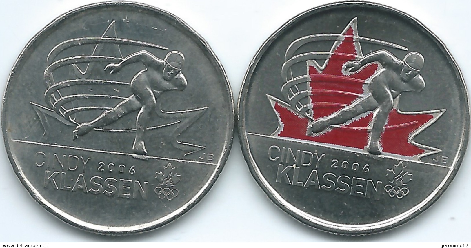 Canada - Elizabeth II - 25 Cents - 2009 - Winter Olympics - Speed Skater Cindy Klassen (KMs 1065 & 1065a) - Canada