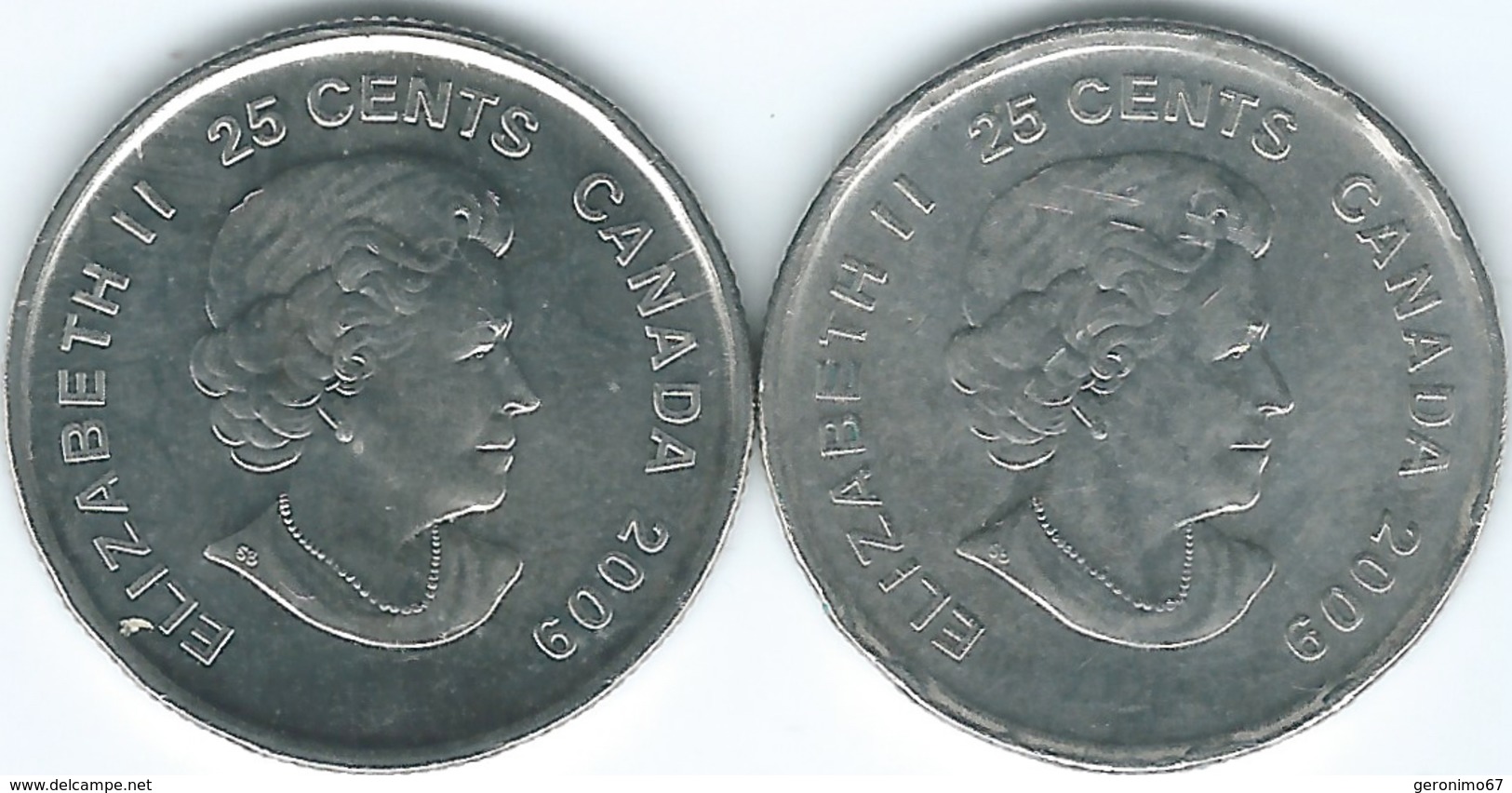 Canada - Elizabeth II - 25 Cents - 2009 - Winter Olympics - Speed Skater Cindy Klassen (KMs 1065 & 1065a) - Canada