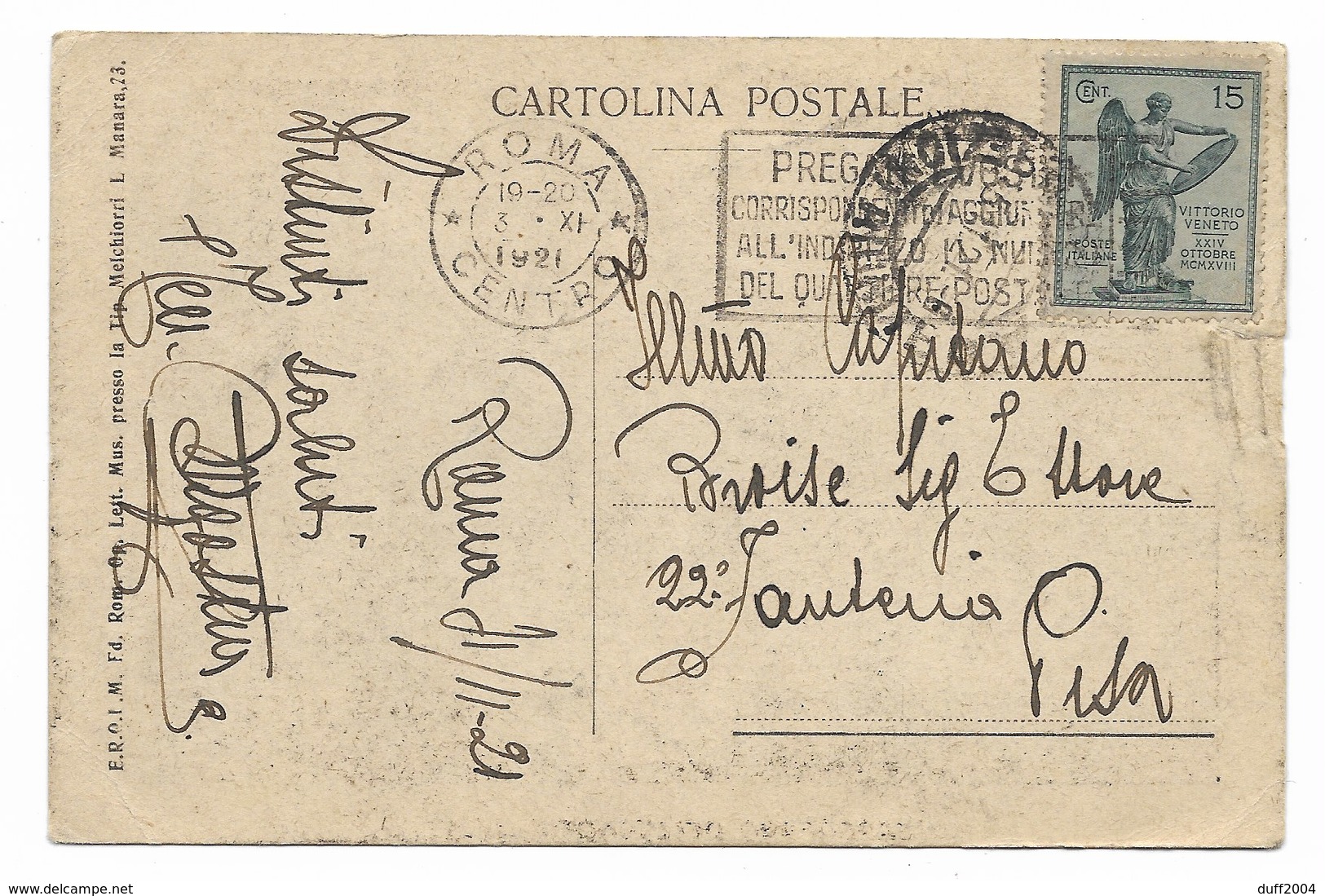 DA ROMA A PISA 21.11.1821. - Storia Postale