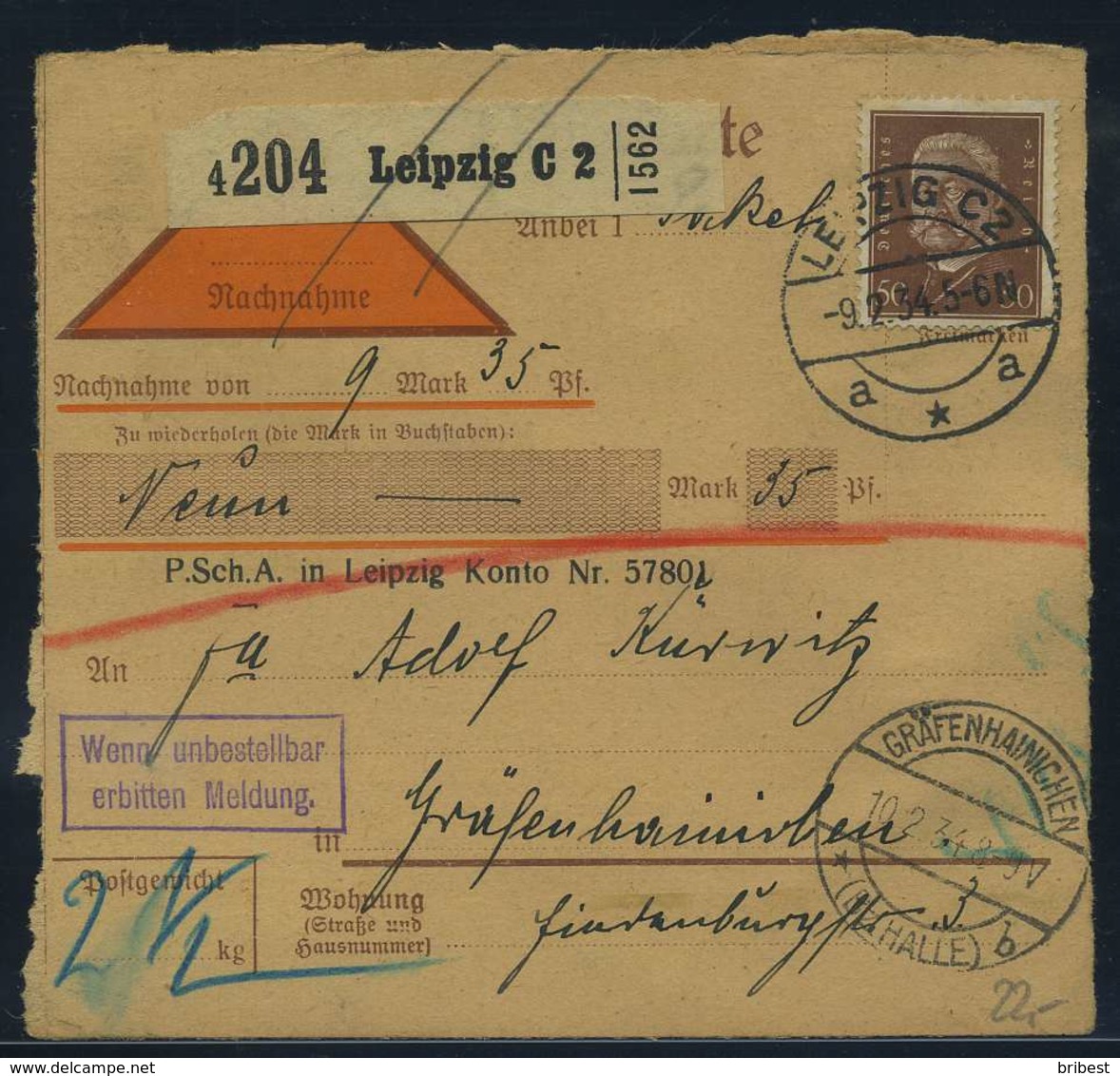 Paketkarte 1934 LEIPZIG Siehe Beschreibung (115167) - Sonstige & Ohne Zuordnung