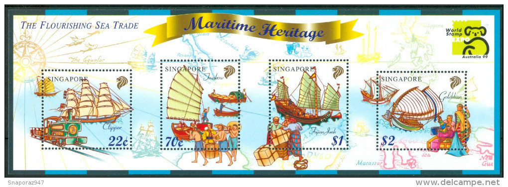 1999 Singapore Pagode Transport  Barche Boats Bateaux MNH** Gr  Excellent Quality - Barche