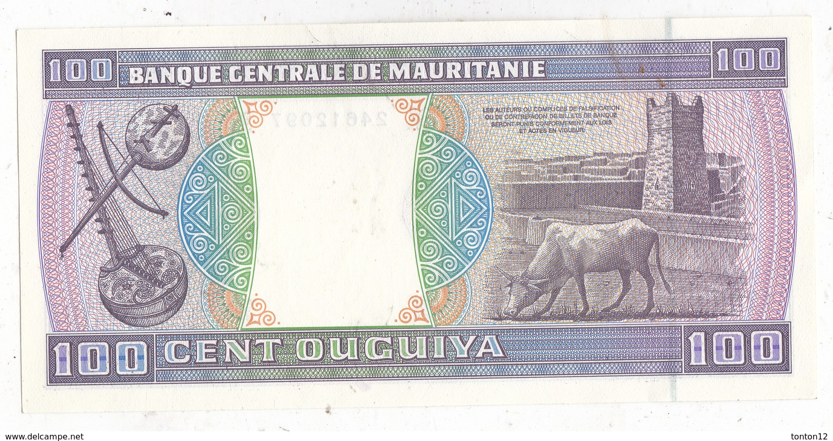 Billet Mauritanie 100 OUGUIYA 28 11 1993 - Mauritanië
