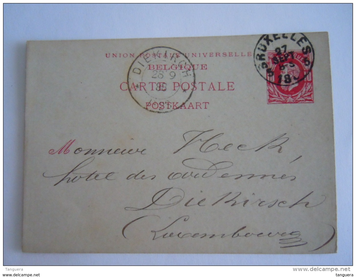 Belgique Entier Postal Postwaardestuk 1888 10 Ct Leopold II Bruxelles Nord -&gt; Diekirch - Postcards 1871-1909