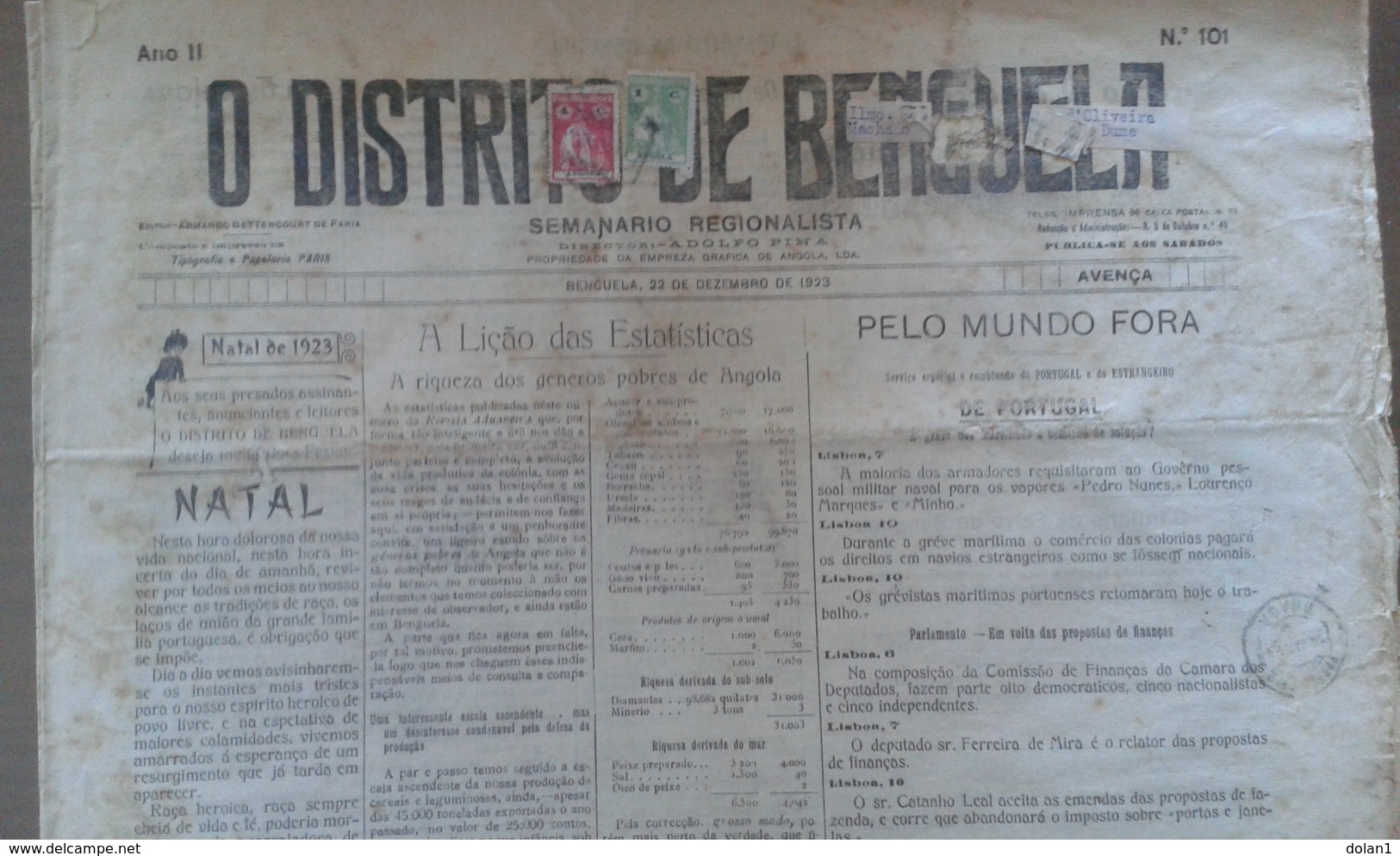 ANGOLA - Journal Ancien De Benguela - Angola