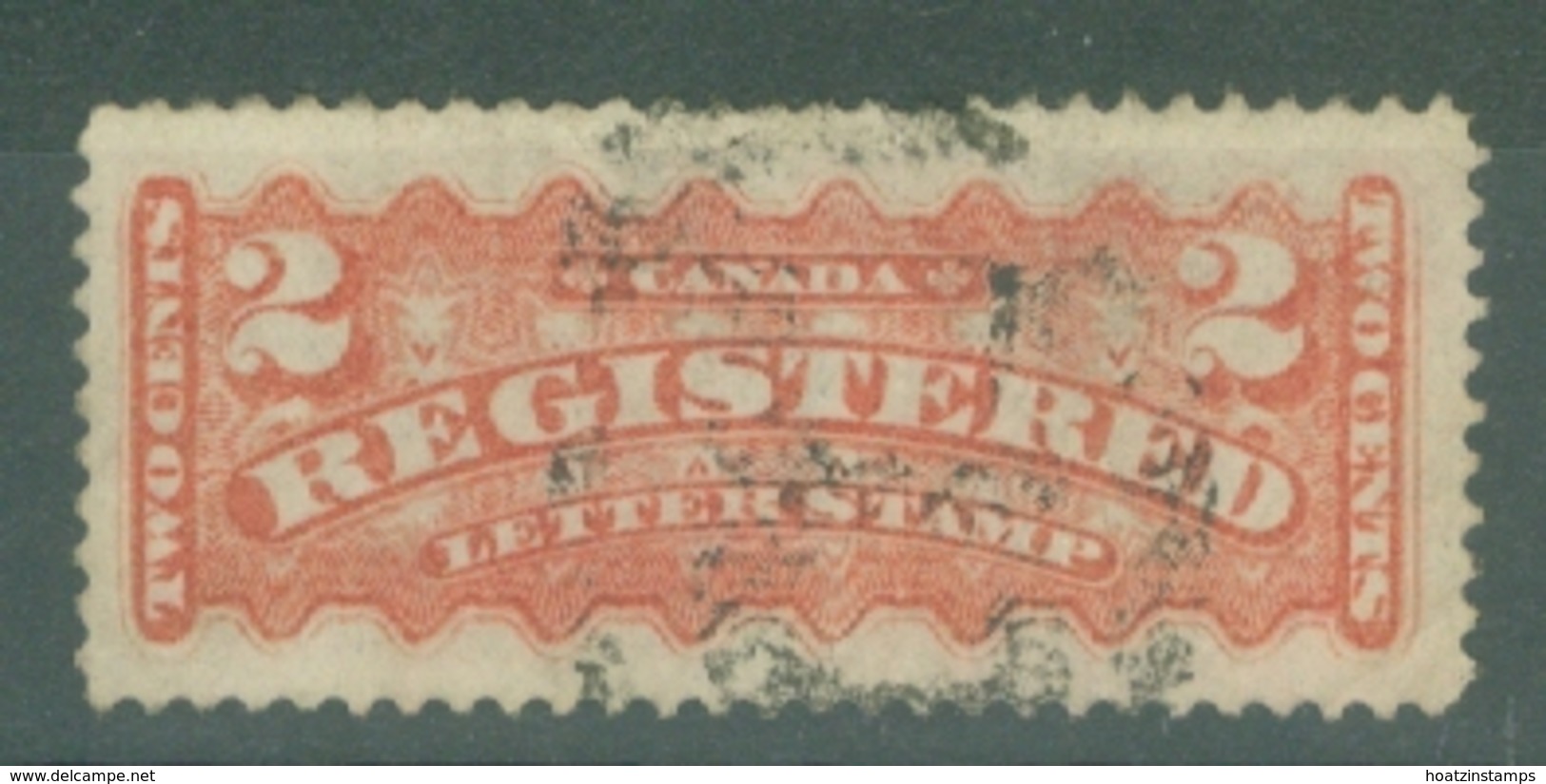 Canada: 1875/92   Registration Stamp   SG R2    2c   Orange-red   Used - Recommandés