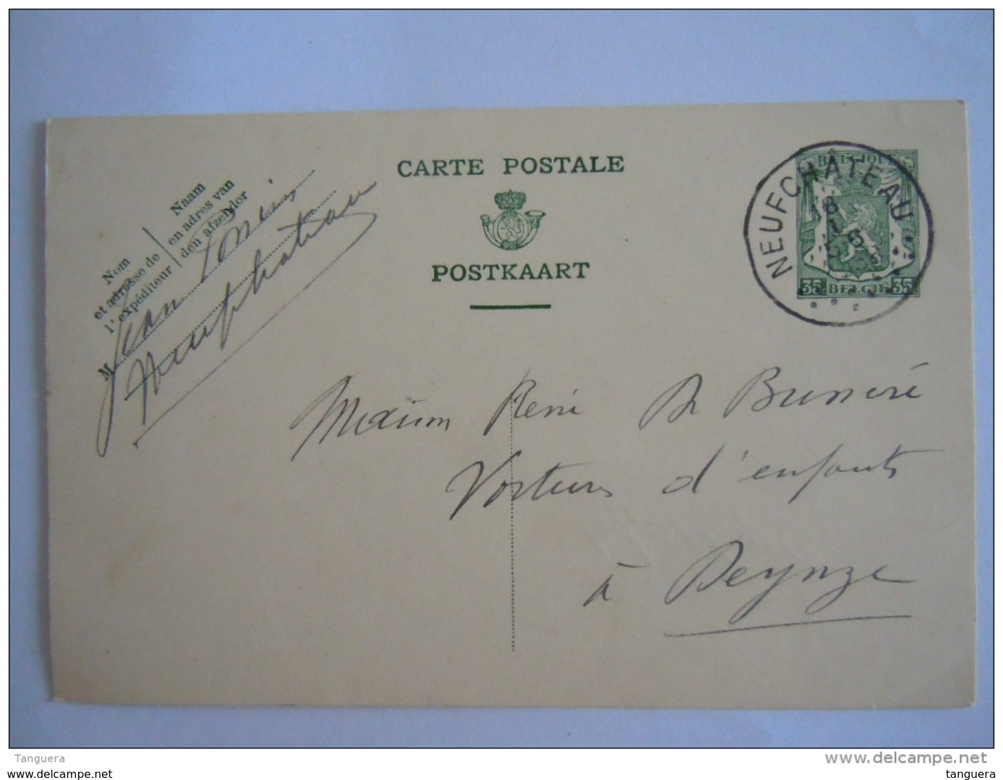 Belgique Entier Postal Staatswapen Sceau 35 Ct 1938 Neufchateau -&gt; Deynze La Carrosserie Enfantine - Cartoline 1934-1951