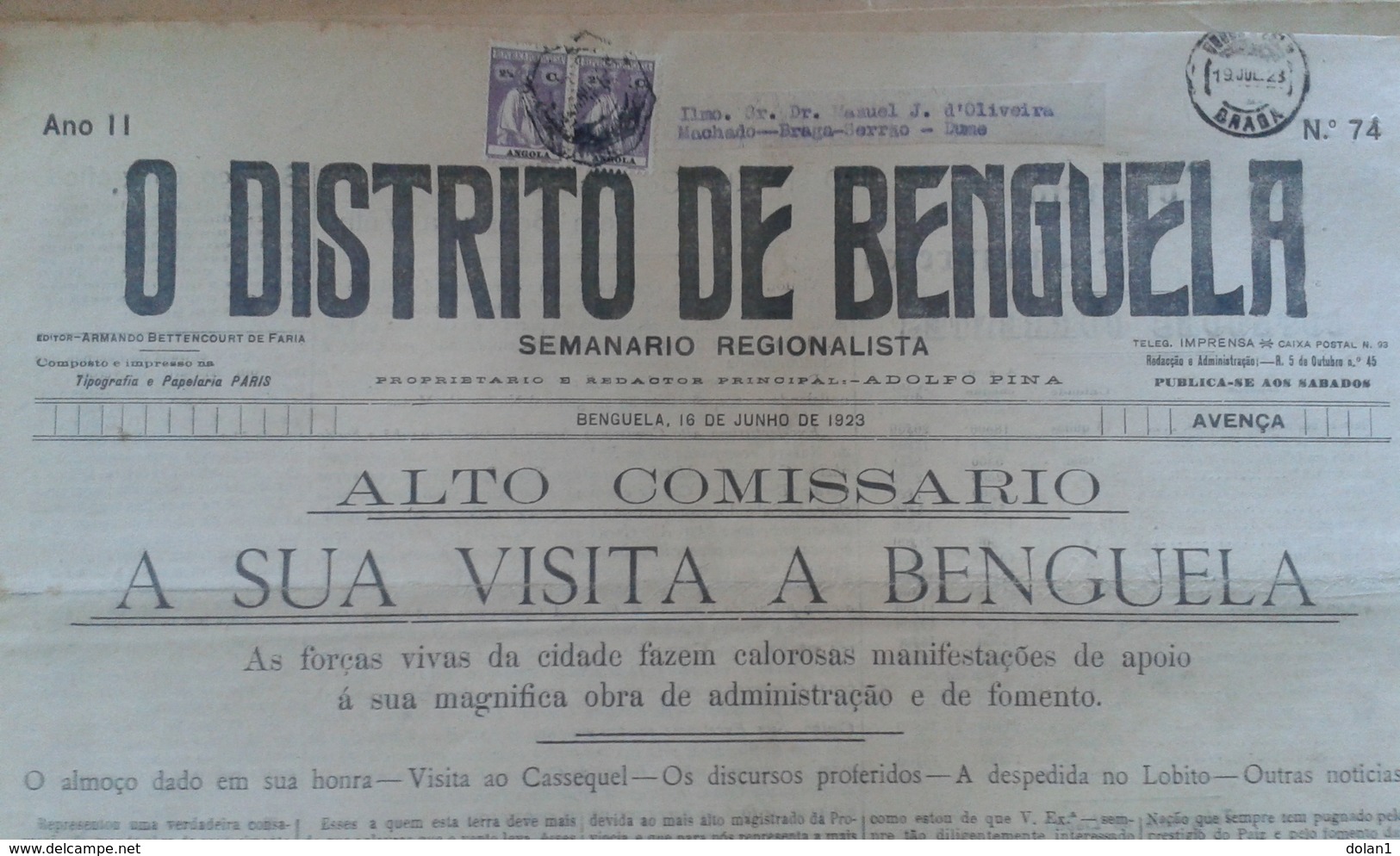 ANGOLA - Journal Ancien De Benguela - Angola