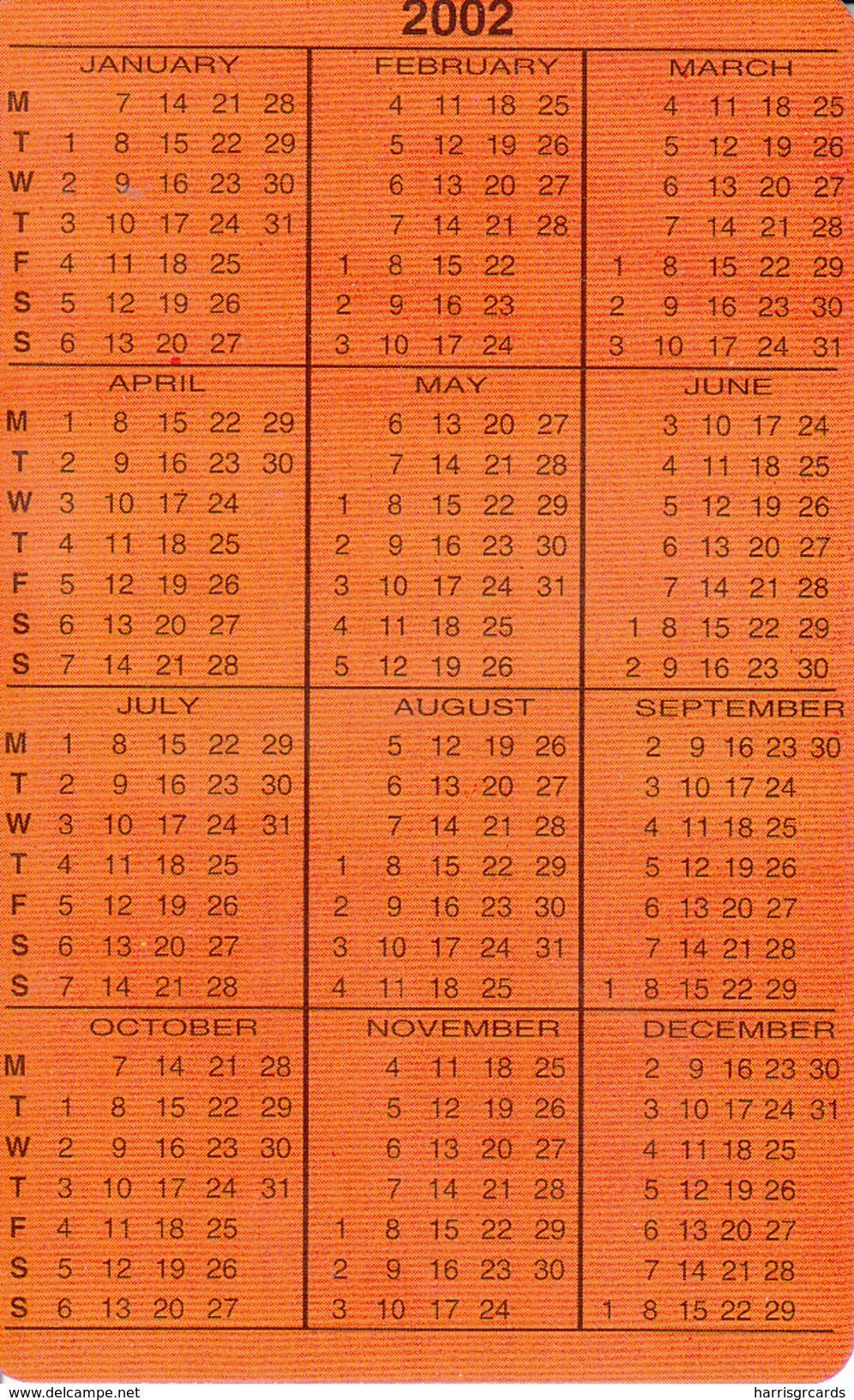 SUDAN - Calendar 2002, Sudatel Phonecard 200 Units, Chip Siemens 35,Sample No CN - Soudan